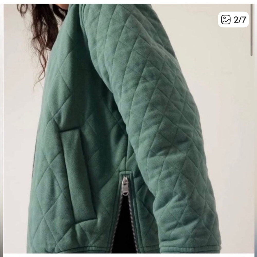 Athleta Women's Sage Green Quilted Bomber Jacket - Picture 3 of 14